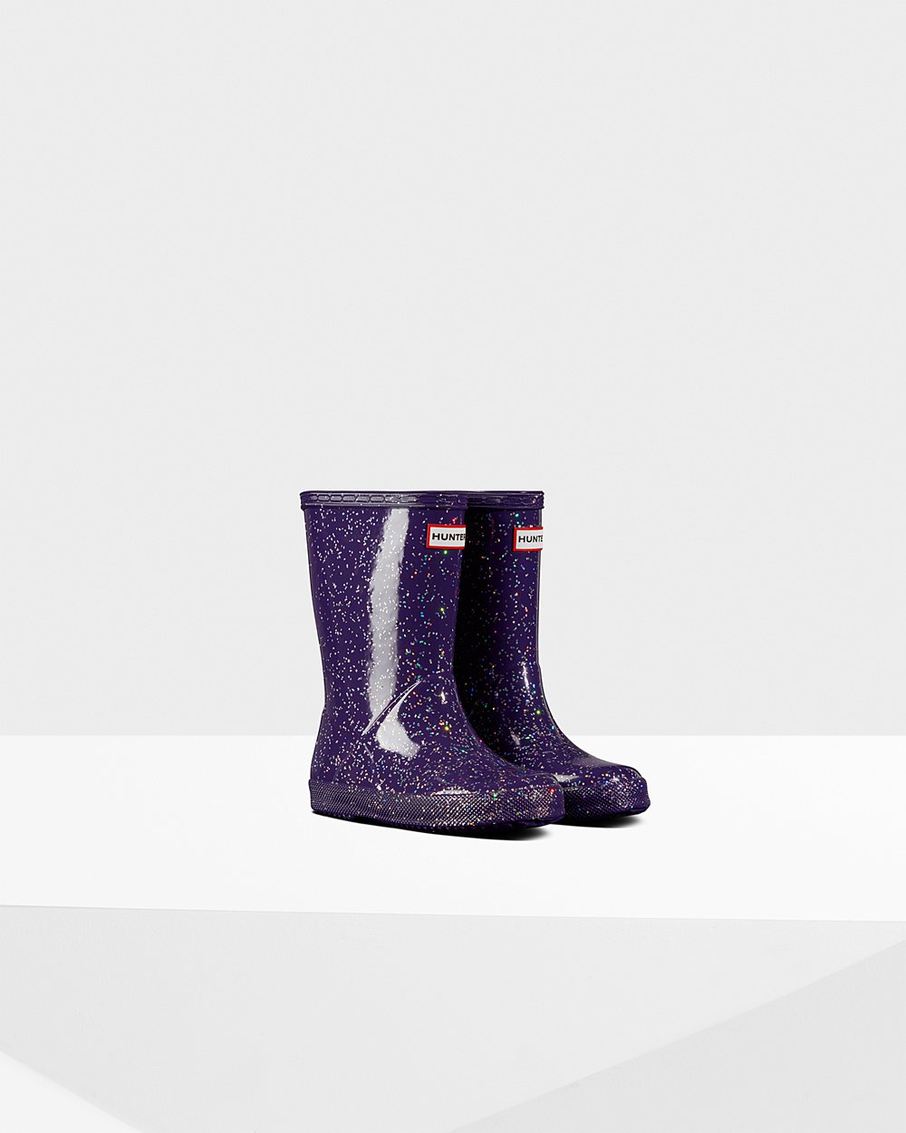 Botas de Lluvia Hunter Niños - Original First Giant Glitter - Azules Morados - GDTYIEP-70